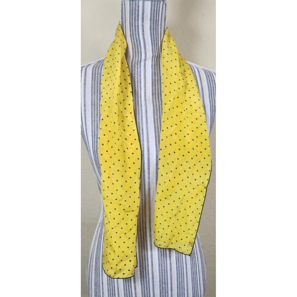 Reine Seide Scarf 100% Silk‎ 44x11 Yellow Black Polka Dot Pinup 70s Hair Vintage
